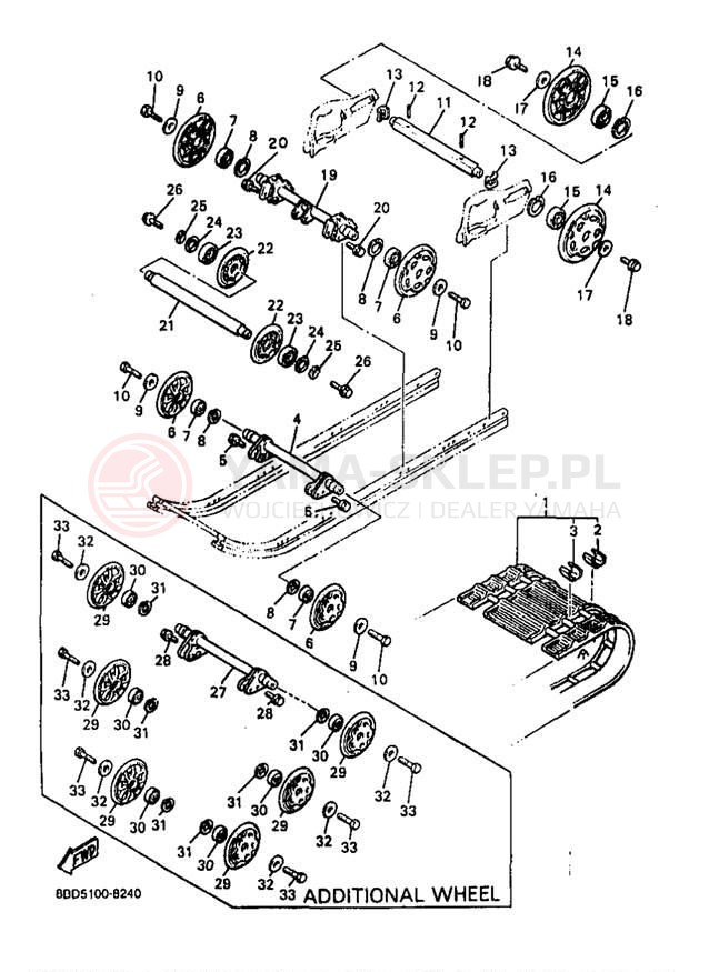 Schemat "Zawieszenie gąsiennicy" do Yamaha BRAVO LT BR250TB
