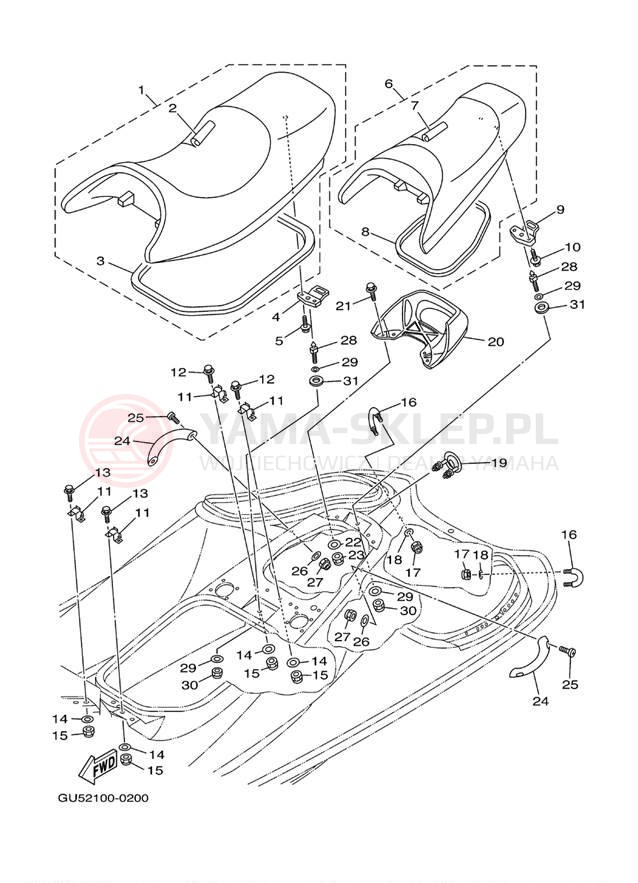 Schemat "Siedzenie i schowek" do Yamaha SUV1200 SV1200A