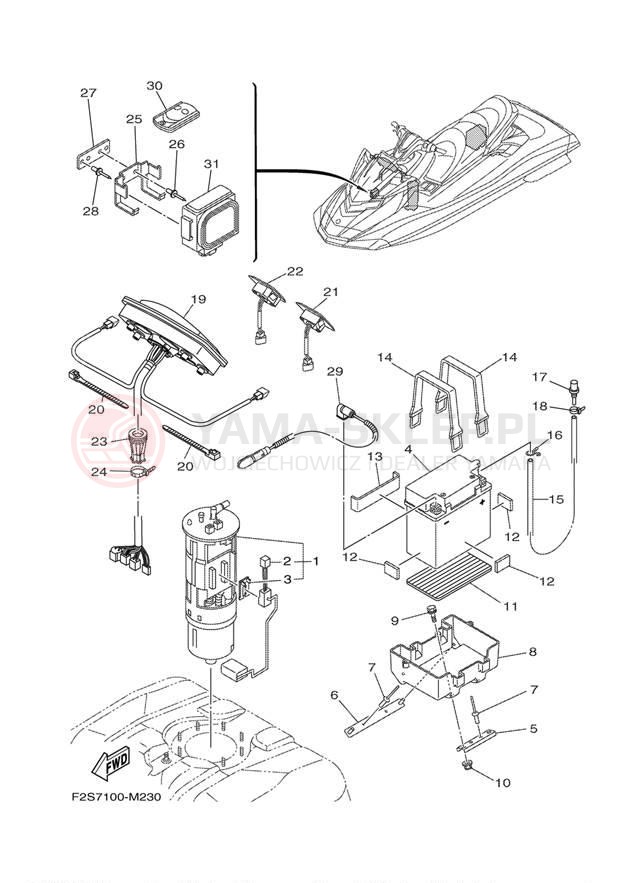 Schemat "układ elektryczny" do Yamaha FX CRUISER SHO FA1800AN