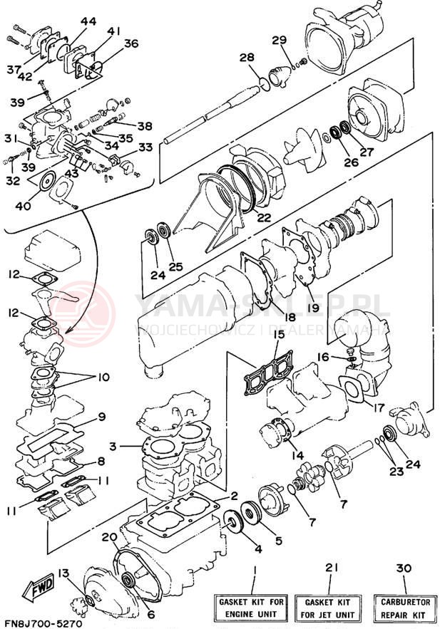 Schemat "Zestaw uszczelek" do Yamaha WAVE RUNNER VXR WRB650T