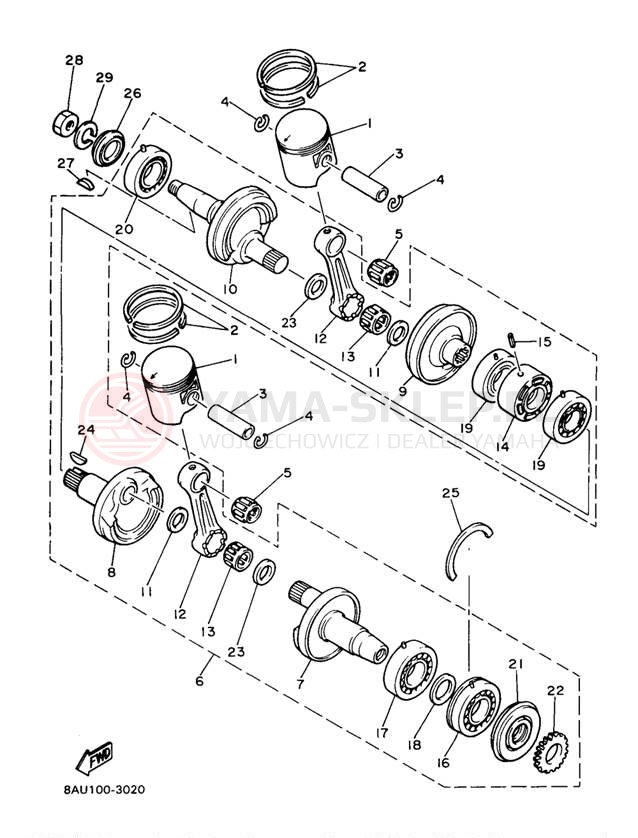 Schemat "Wał korbowy, tłok" do Yamaha VK540 II VK540EA