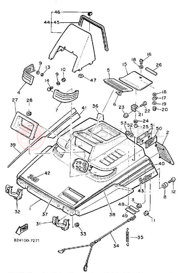 Schemat "SHROUD - WINDSHIELD" do Yamaha ENTICER 340 ET340M