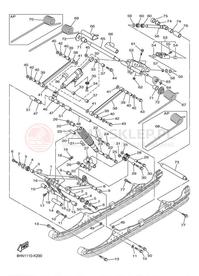 Schemat "Zawieszenie gąsiennicy" do Yamaha APEX XTX RX10PXTAL/RX10PXTAR