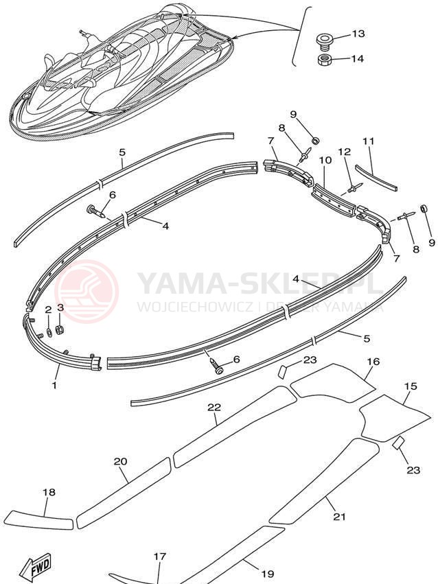 Schemat "GUNWALE - MAT" do Yamaha XLT1200 XA1200AZ