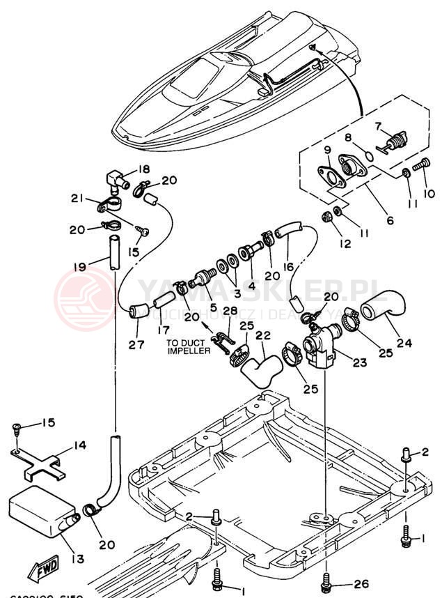 Schemat "HULL & DECK" do Yamaha WAVE RUNNER III WRA650U