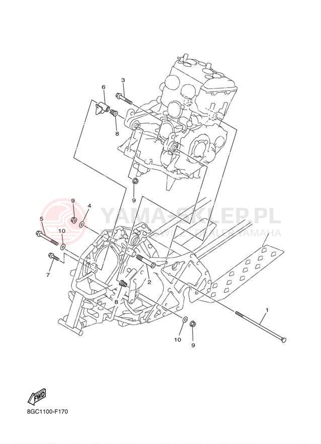 Schemat "Mocowanie silnika" do Yamaha PHAZER FX PZ50FXW