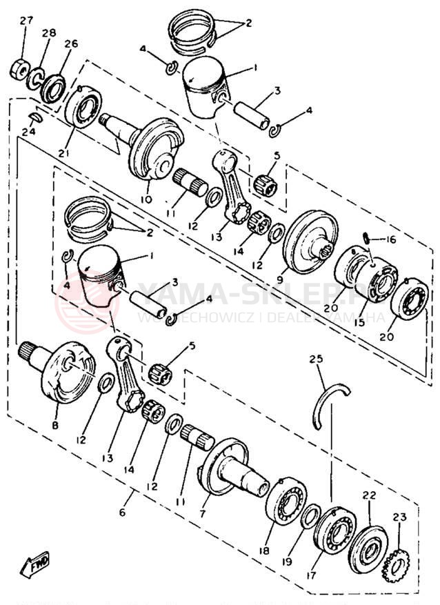 Schemat "Wał korbowy, tłok" do Yamaha XL-V XL540P