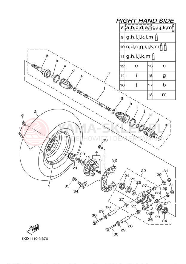 Schemat "Koło tył" do Yamaha VIKING 700 YXM700DER
