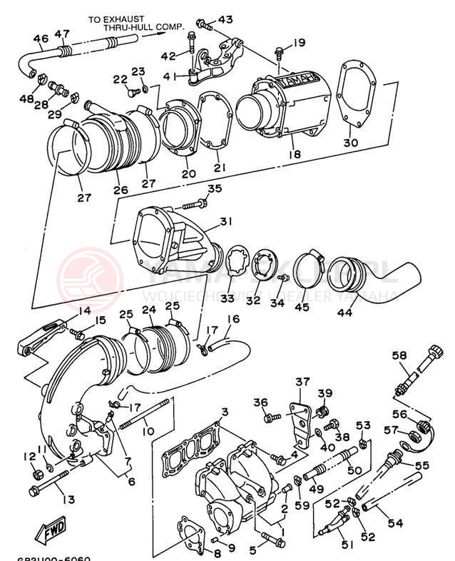 Schemat "wydech" do Yamaha WAVE RAIDER 760 RA760U