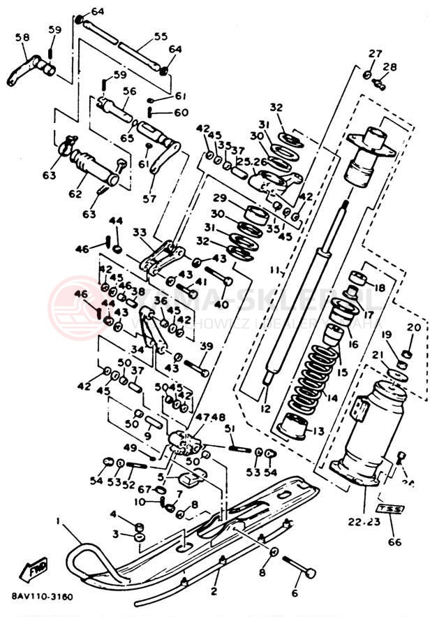 Schemat "płozy" do Yamaha EXCITER II EX570T