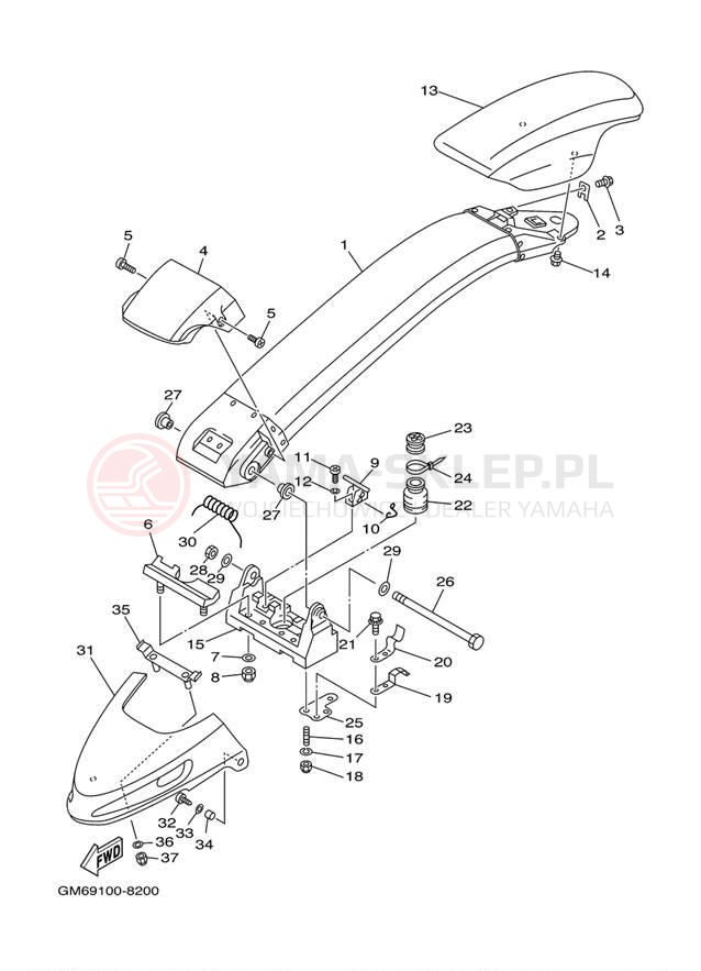 Schemat "Półki zawieszenia" do Yamaha SUPER JET SJ700BB
