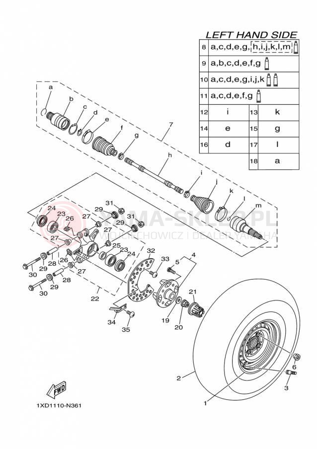 Schemat "Koło tył" do Yamaha VIKING EPS YXM700PFL