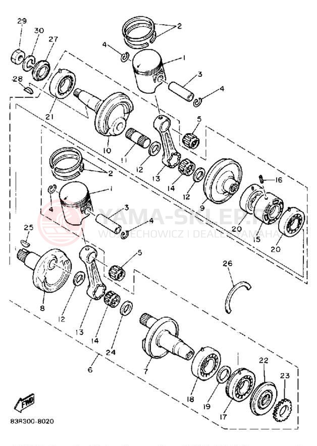 Schemat "Wał korbowy, tłok" do Yamaha VK540 VK540EP