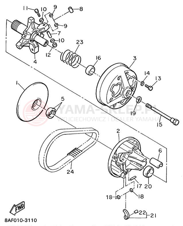 Schemat "PRIMARY SHEAVE" do Yamaha BRAVO LT BR250TC