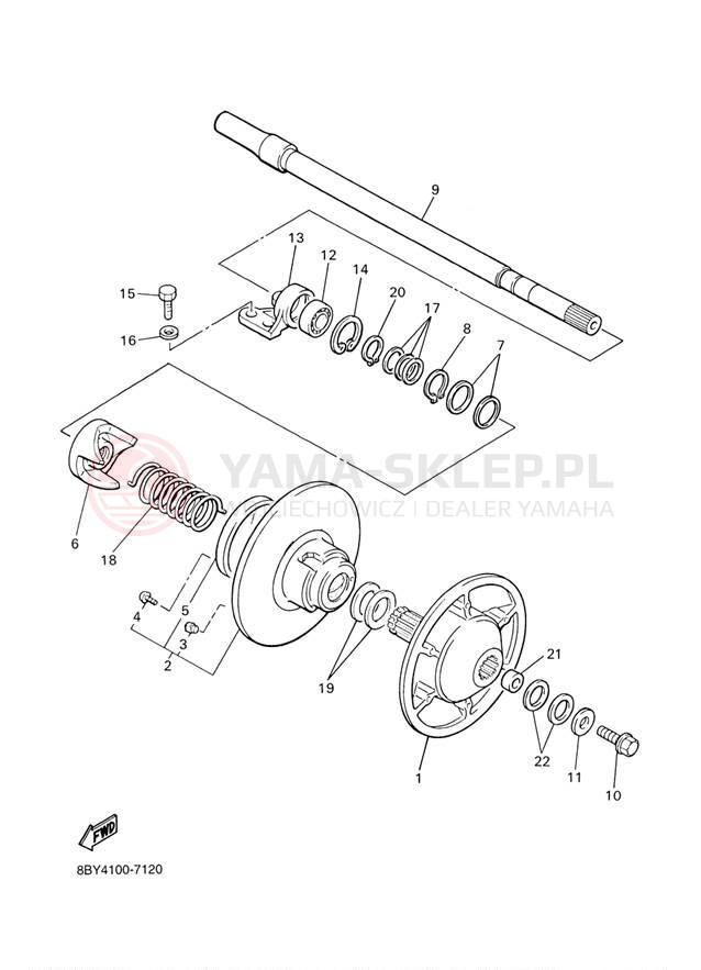 Schemat "Przeniesienie napędu" do Yamaha ET410TRF