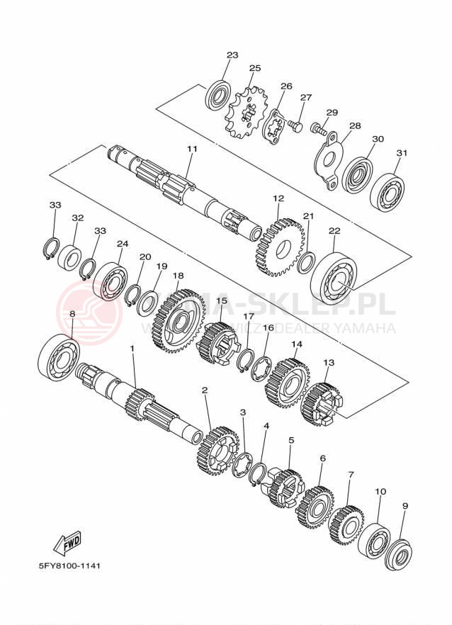 Schemat "Skrzynia biegów " do Yamaha TW200 TW200F1/TW200F1C