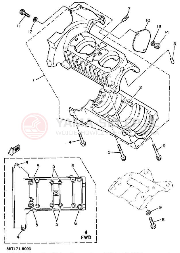 Schemat "Obudowa silnika" do Yamaha ENTICER LTR ET400TRP
