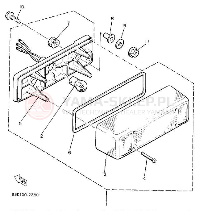 Schemat "lampa tył" do Yamaha VENTURE GT VT480GTS