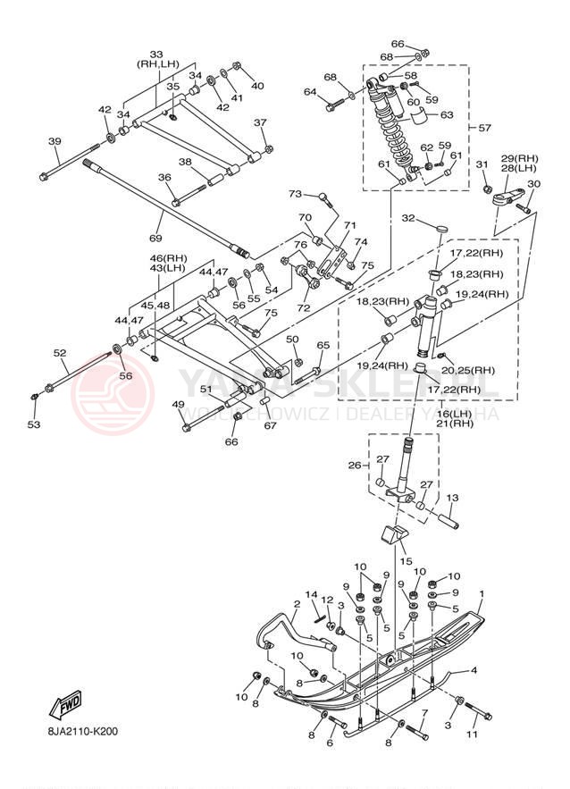Schemat "płozy" do Yamaha RS VECTOR GT RS90GTAS
