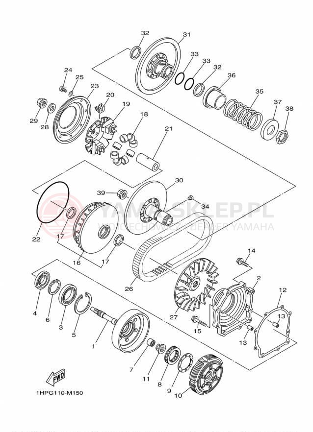 Schemat "sprzęgło" do Yamaha GRIZZLY 4WD HUNTER YFM700DHFH