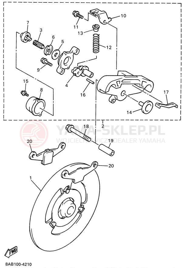 Schemat "hamulec" do Yamaha VMAX 500 VX500W
