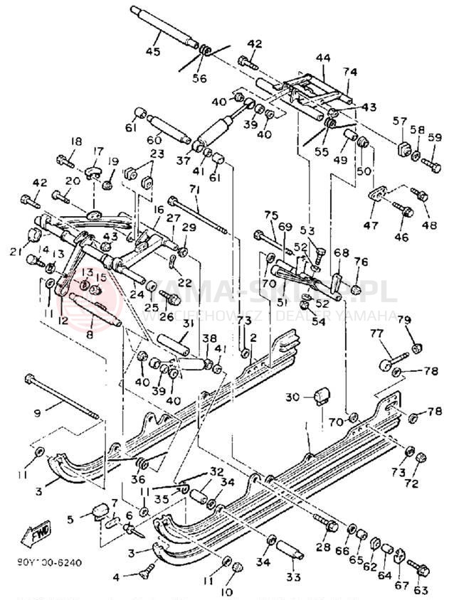 Schemat "Zawieszenie gąsiennicy" do Yamaha EXCEL III EC340L