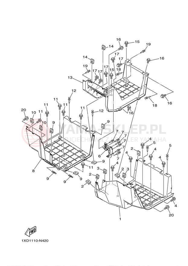 Schemat "Stopka postojowa i podnóżki" do Yamaha VIKING 700 YXM700DER