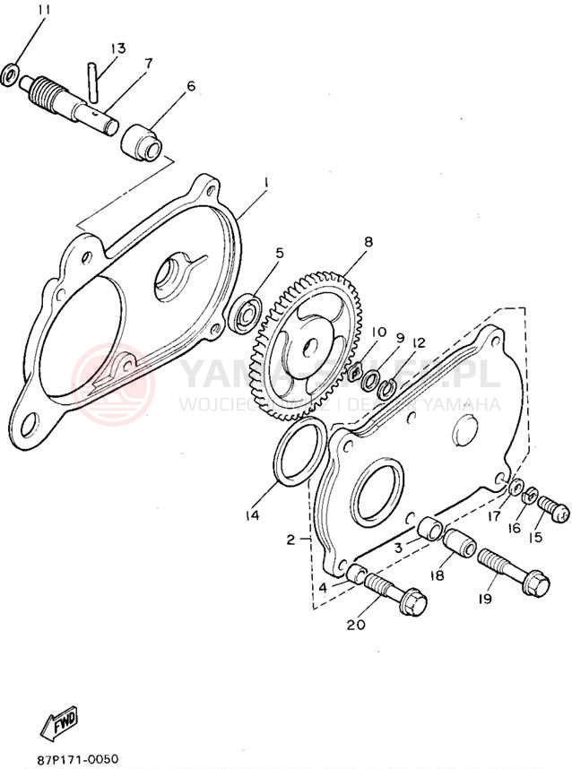 Schemat "przeniesienie napędu" do Yamaha BRAVO LT BR250TV