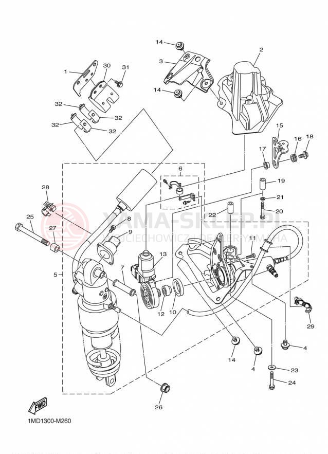 Schemat "zawieszenie tył" do Yamaha FJR1300ES FJR13ESFC/FJR13ESF