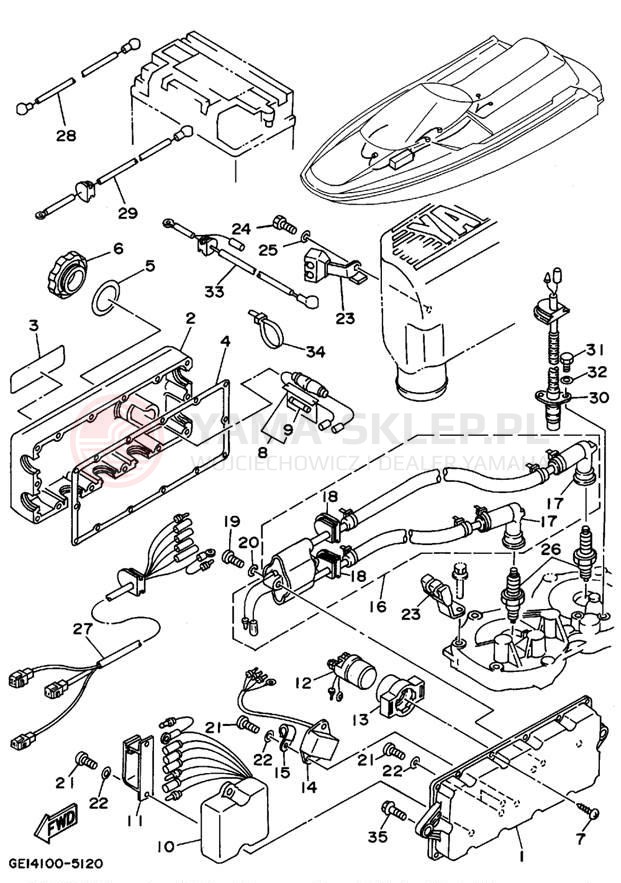 Schemat "układ elektryczny" do Yamaha WAVE RUNNER III GP WRA700T
