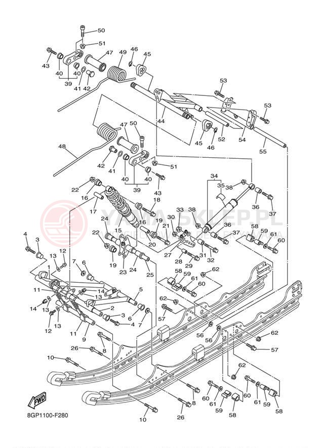 Schemat "Zawieszenie gąsiennicy" do Yamaha PHAZER MOUNTAIN LITE PZ50MW