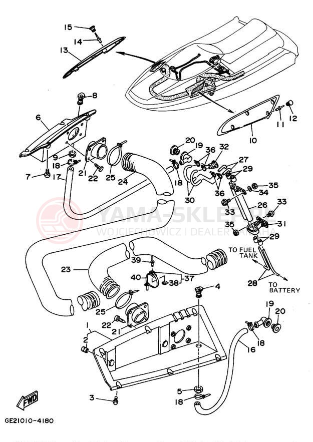 Schemat "odpowietrzenie" do Yamaha WAVE RUNNER III GP WRA700S