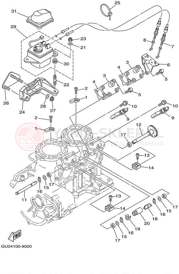 Schemat "Obudowa silnika - cylinder" do Yamaha WAVE RUNNER GP800 GP800X