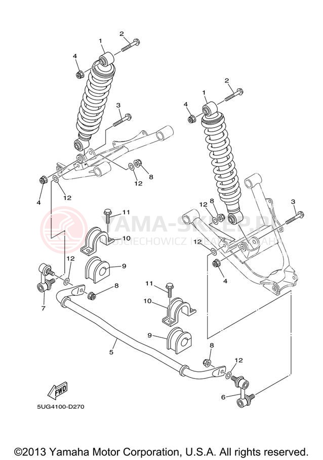 Schemat "zawieszenie tył" do Yamaha RHINO 450 YXR45FXGR/YXR45FXR