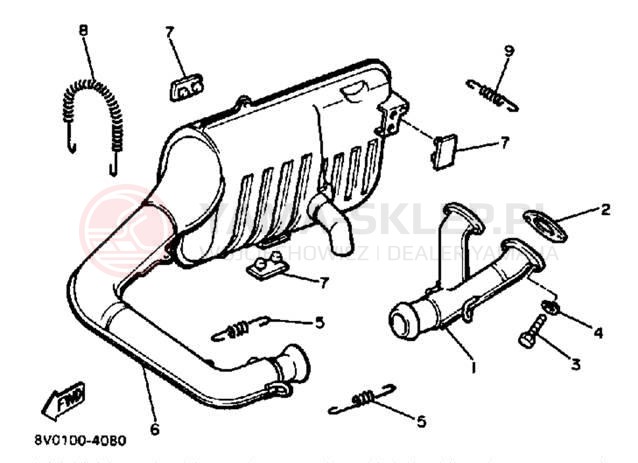 Schemat "Wydech końcowy" do Yamaha PHAZER PZ480K
