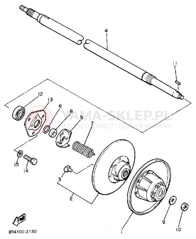 Schemat "Przeniesienie napędu" do Yamaha BRAVO T (LONG TRACK) BR250TM