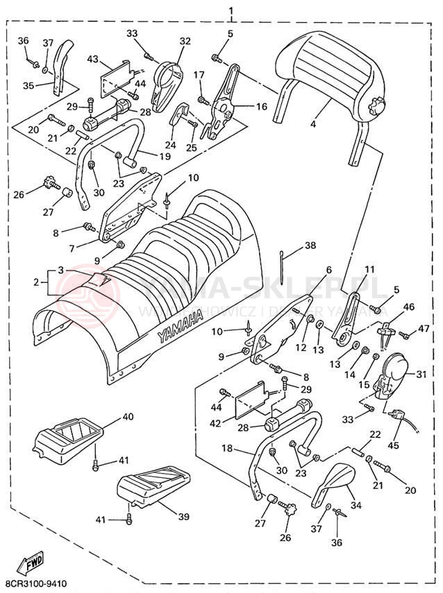 Schemat "siedzenie" do Yamaha VMAX 600 VX600C/VX500C