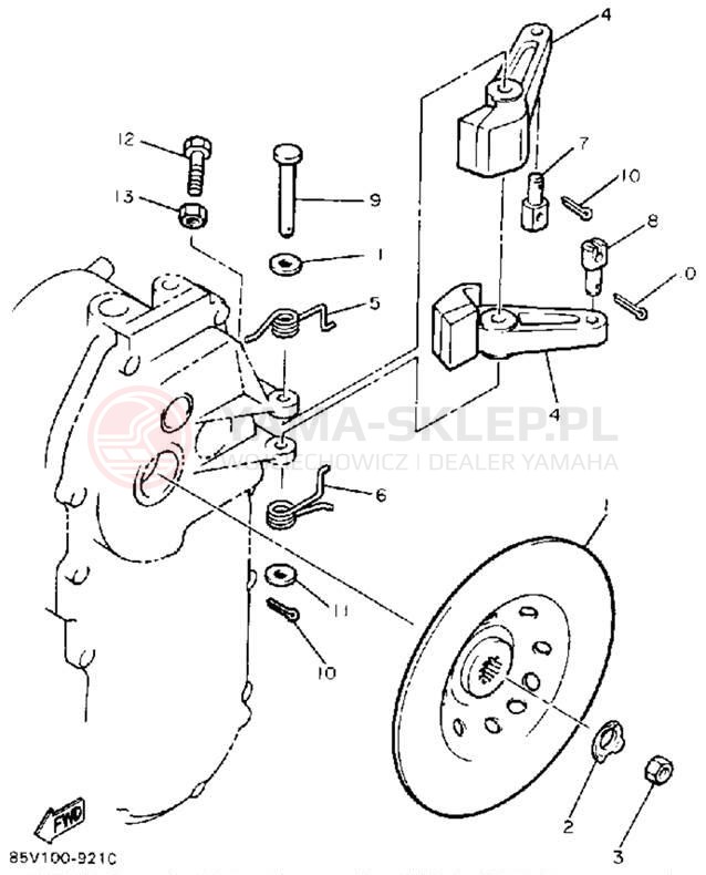 Schemat "hamulec" do Yamaha ENTICER LTR ET400TRP