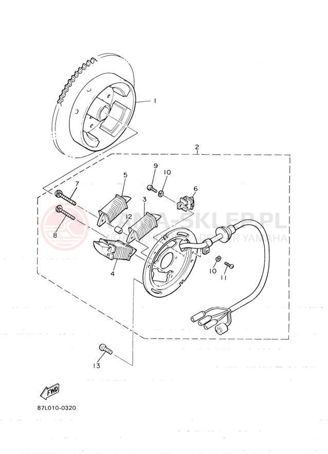 Schemat "prądnica" do Yamaha ET410TRF