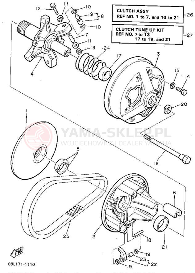 Schemat "PRIMARY SHEAVE" do Yamaha ENTICER II LT ET410TRV