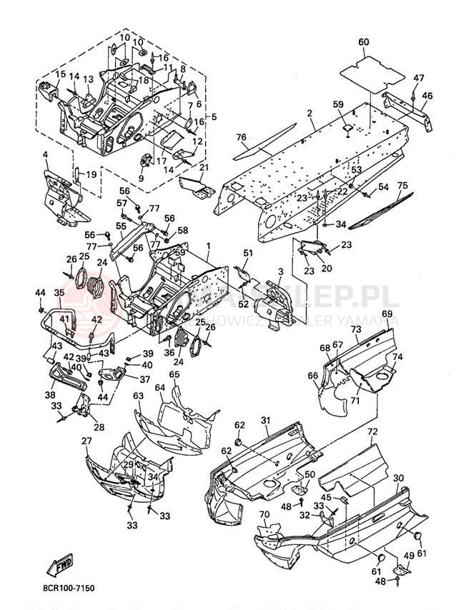 Schemat "rama" do Yamaha VMAX 600 XT VX600XTA/VX500XTA