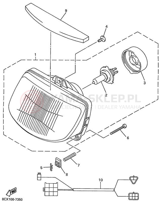Schemat "Lampa przód" do Yamaha VMAX 500 SX VX500SXBC