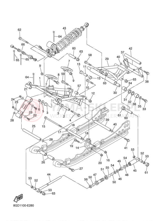 Schemat "Zawieszenie gąsiennicy" do Yamaha APEX GT RX10GTW