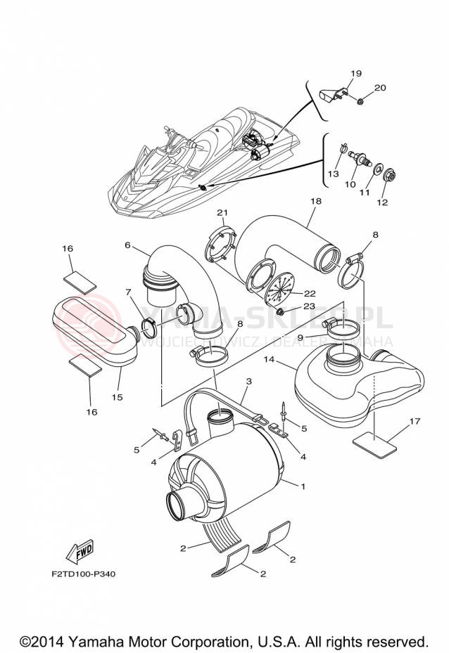 Schemat "wydech" do Yamaha WAVERUNNER FX HO FB1800P