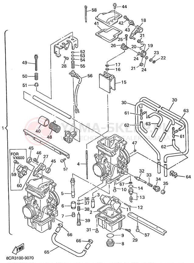 Schemat "Gaźnik" do Yamaha VMAX 600 VX600C/VX500C