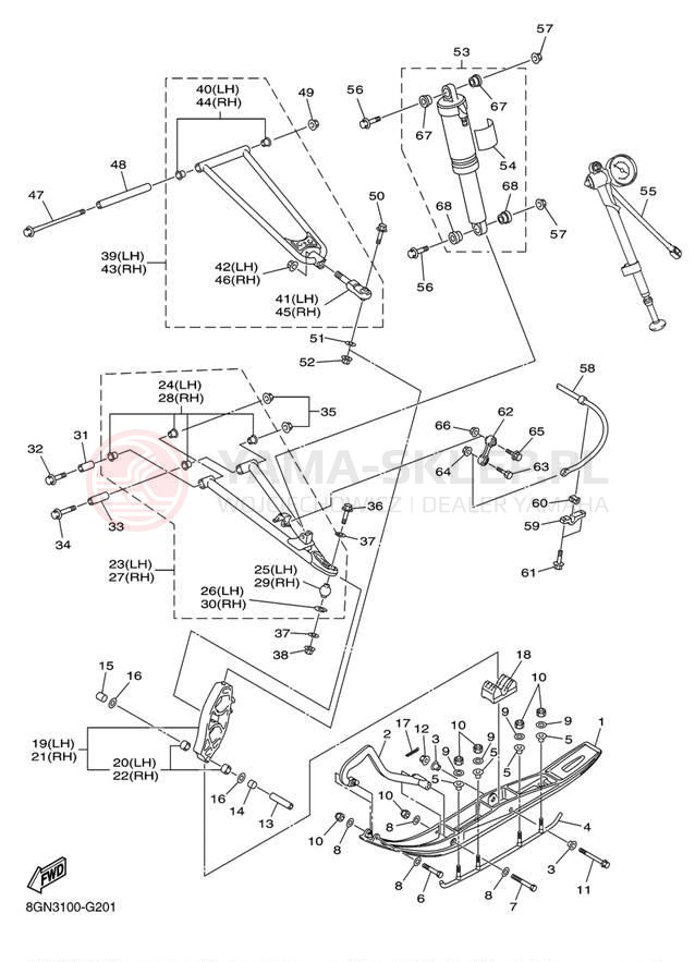 Schemat "płozy" do Yamaha PHAZER RTX PZ50RTYO/PZ50RTYW