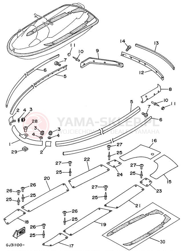 Schemat "GUNWALE - MAT" do Yamaha WAVE VENTURE WVT700T