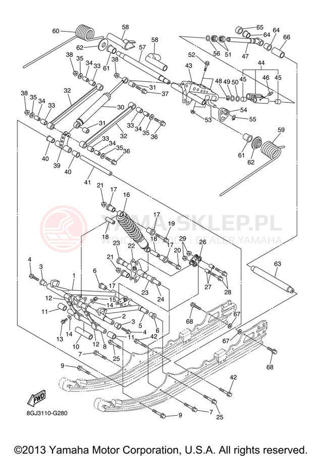 Schemat "Zawieszenie gąsiennicy" do Yamaha VENTURE LITE PZ50VTXL/PZ50VTXR