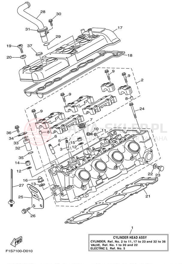 Schemat "cylinder" do Yamaha WaveRunner FX HO FX1100F