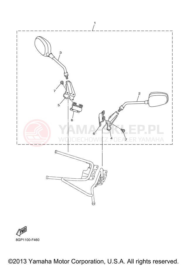 Schemat "Lusterko wsteczne" do Yamaha PHAZER RTX PZ50RTZO/PZ50RTZB